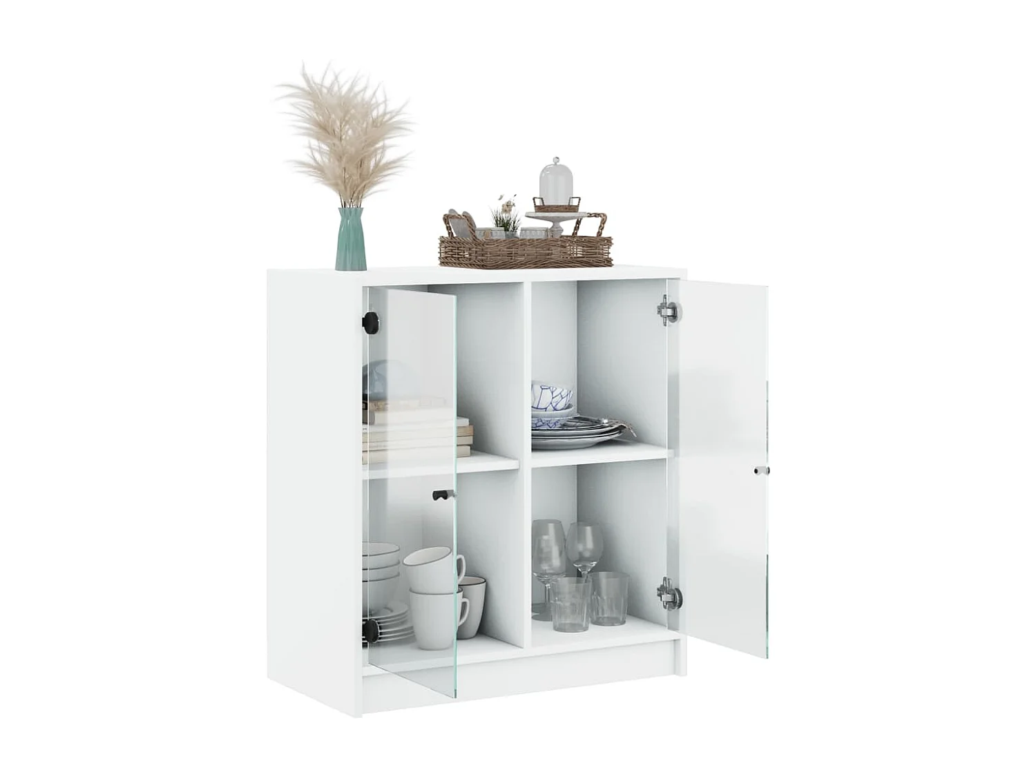 Armoire latérale avec portes en verre blanc 68x37x75,5 cm FR13950