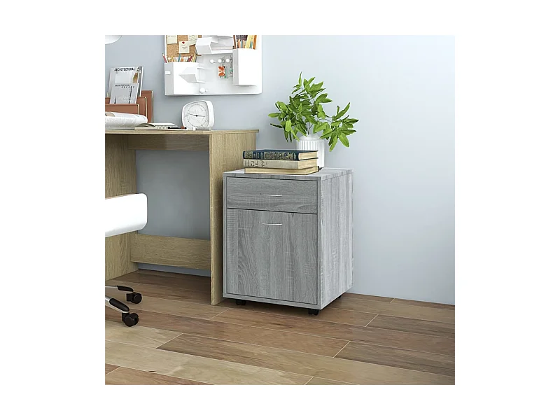 Móvel com rodas 45x38x54cm derivados de madeira sonoma cinza PT123840