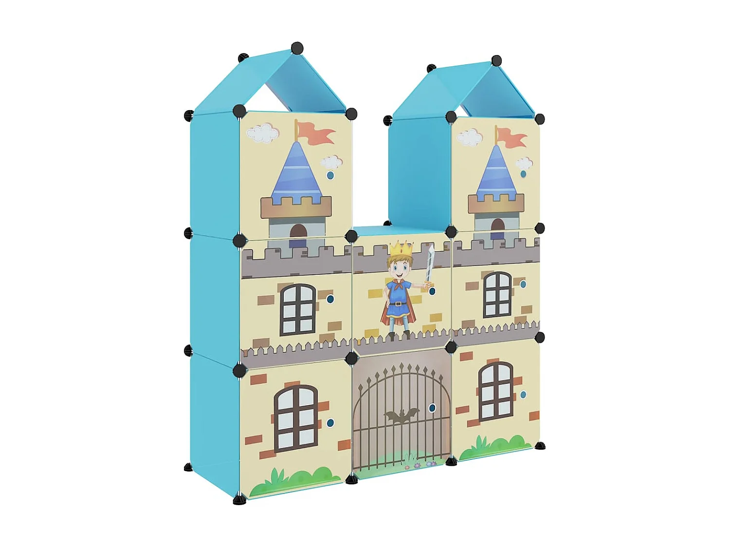 Kinderopbergmeubel met 8 vakken polypropeen blauw BE357842