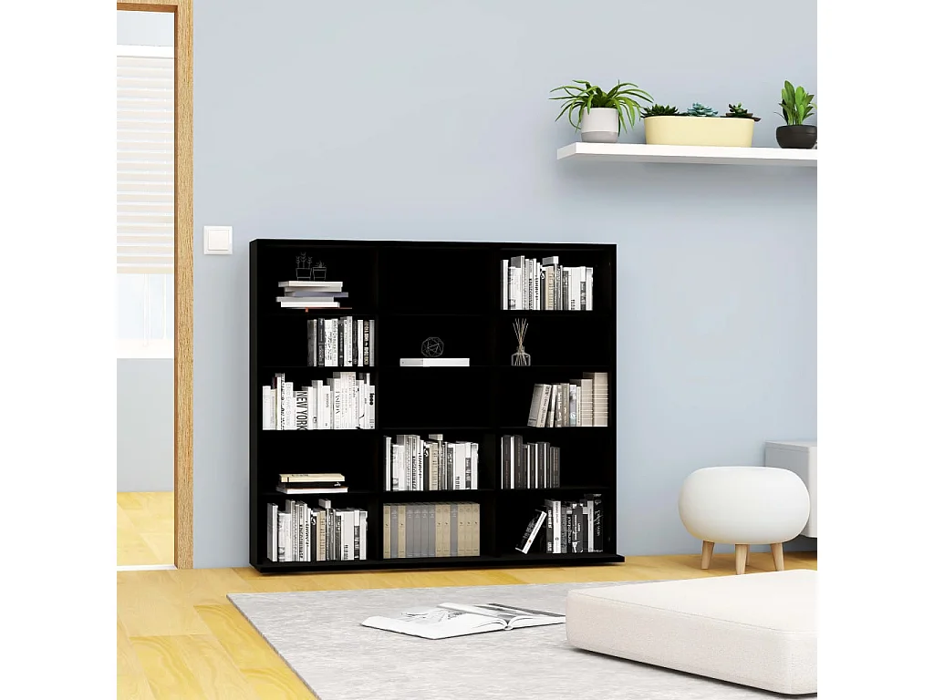 Armoire à CD Noir 102x23x89,5 cm Aggloméré FR71685