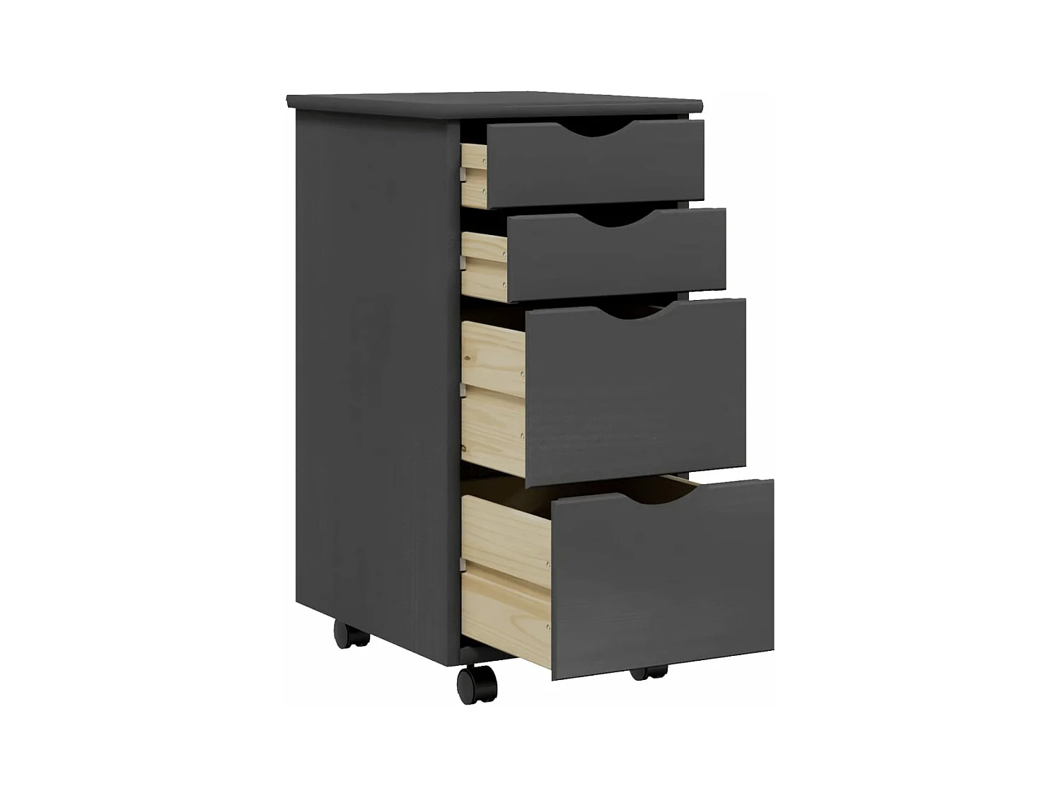 Armoire roulante avec tiroirs MOSS gris bois de pin solide FR41872