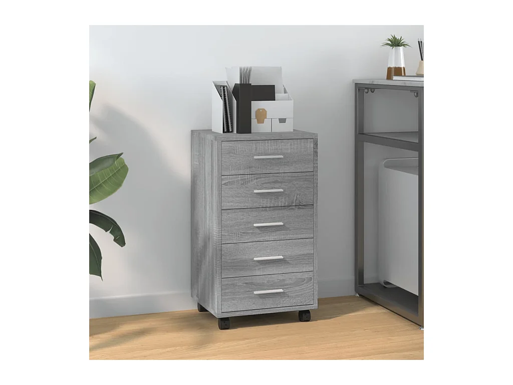 Ladekast met wieltjes bewerkt hout grijs sonoma eiken BE505255