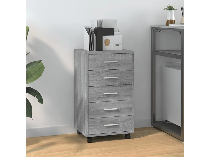 Armoire à tiroirs avec roulettes Sonoma gris Bois d'ingénierie FR47582