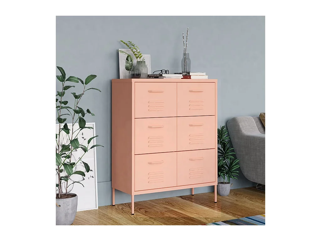 Armario de almacenamiento acero rosa 80x35x101,5 cm ES567514