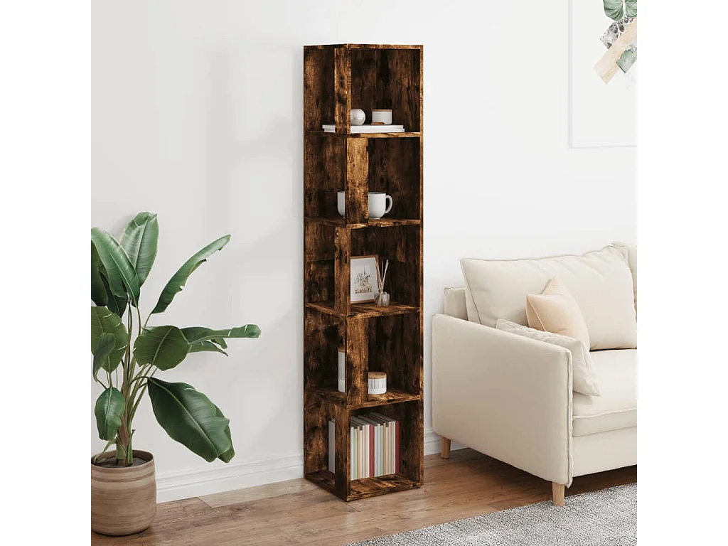 Armoire d'angle Chêne fumé 33x33x164,5 cm Bois d'ingénierie FR40875