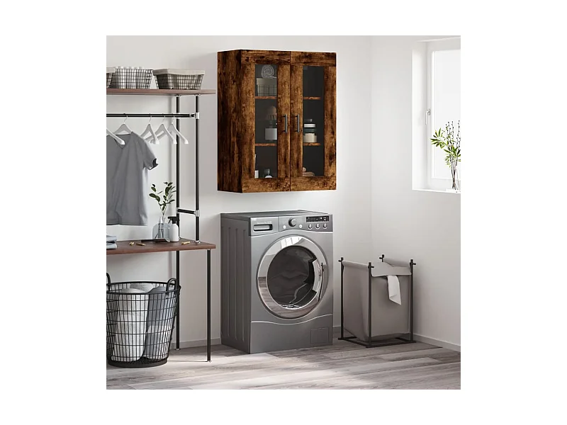 Armoire murale chêne fumé 69,5x34x90 cm FR78170