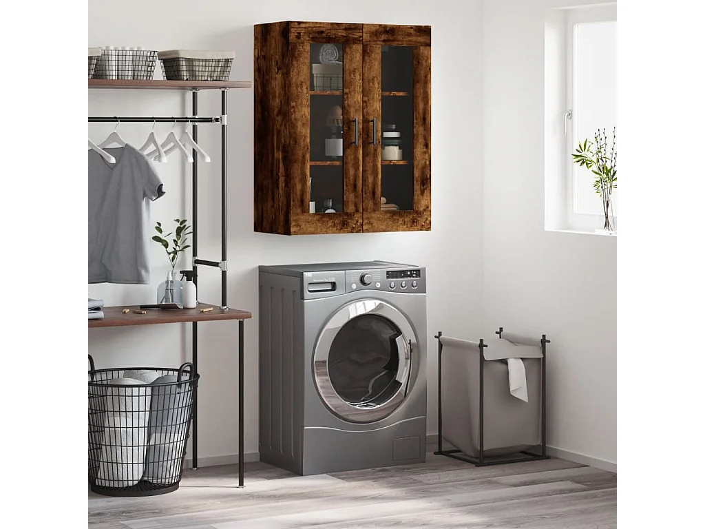 Armario de pared roble ahumado 69,5x34x90 cm ES751019