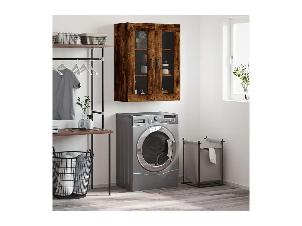 Armoire murale chêne fumé 69,5x34x90 cm FR78170