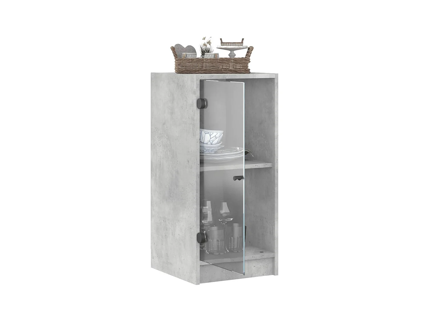 Armoire latérale avec portes en verre gris béton 35x37x75,5 cm FR63659
