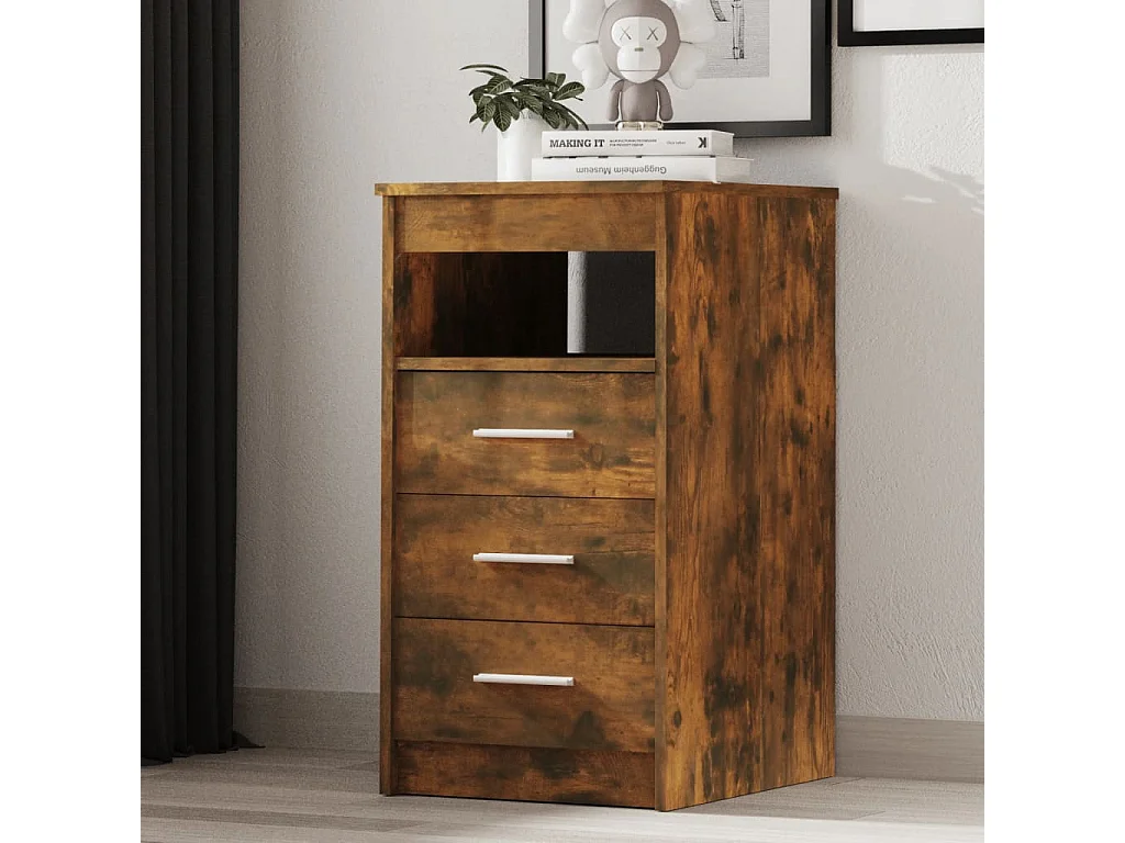 Armoire à tiroirs Chêne fumé 40x50x76 cm Bois d'ingénierie FR43433