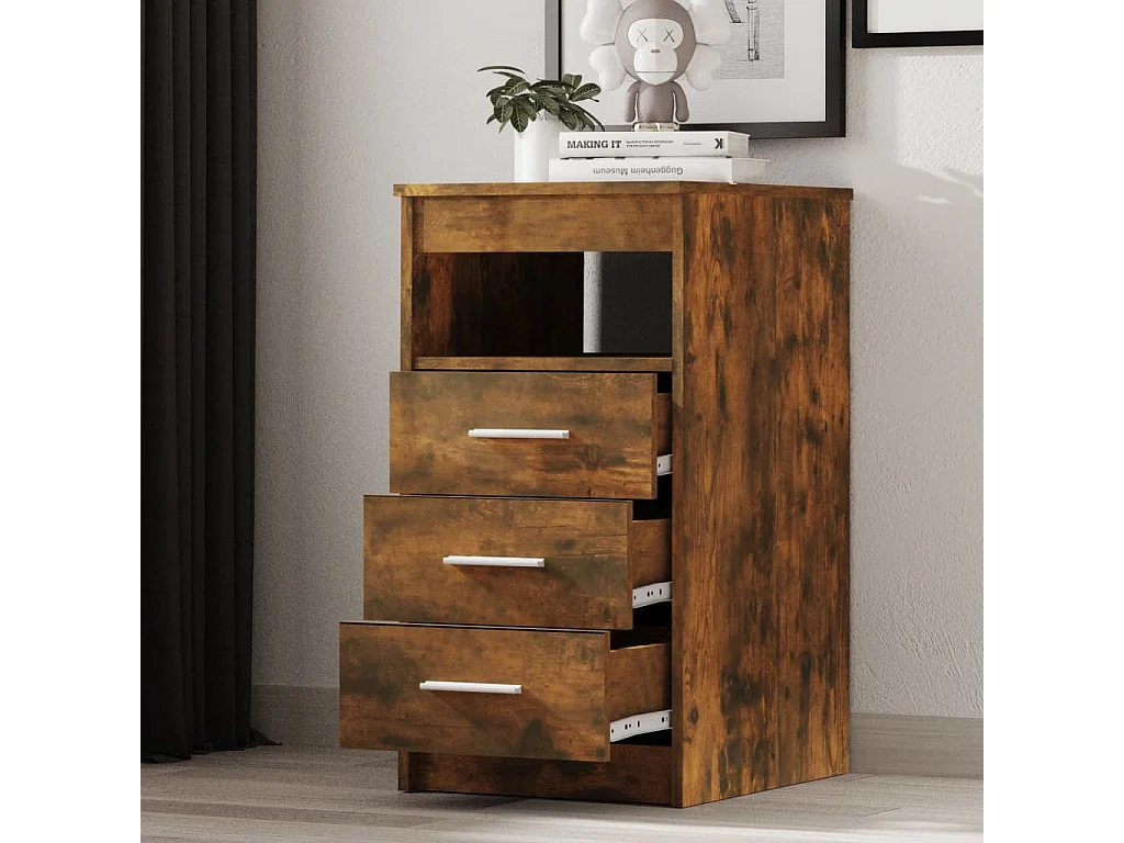 Armoire à tiroirs Chêne fumé 40x50x76 cm Bois d'ingénierie FR43433
