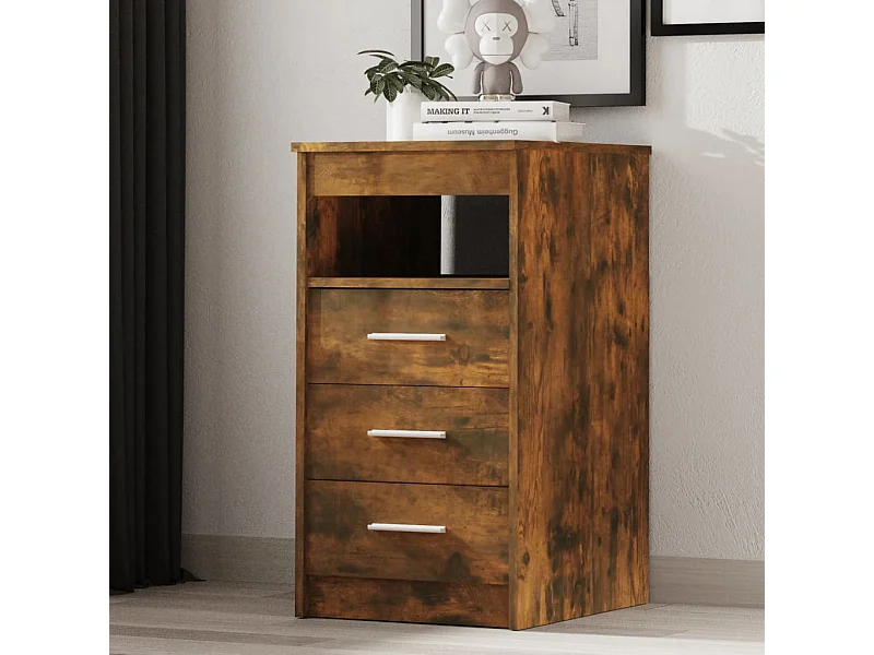 Armoire à tiroirs Chêne fumé 40x50x76 cm Bois d'ingénierie FR43433