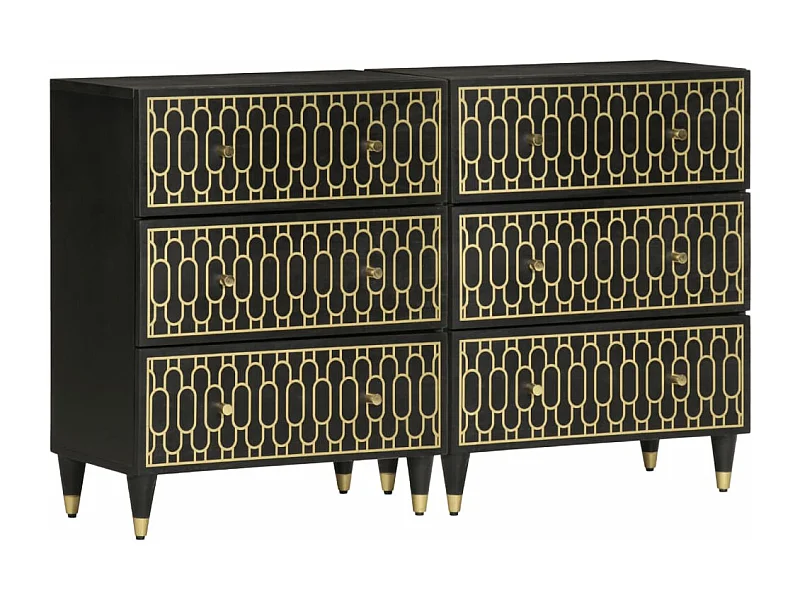 Bijzetkasten 2 st 60x33x75 cm massief mangohout BE315170