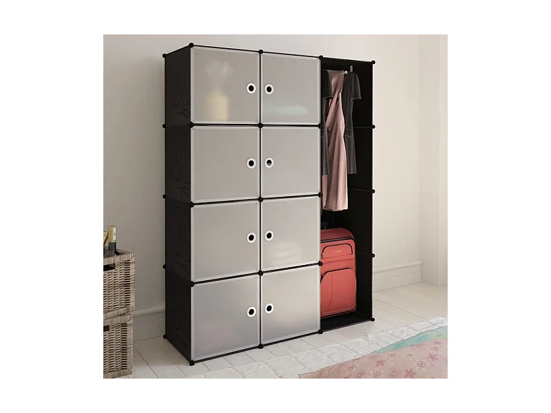 Armario modular 9 compartimentos negro y blanco 37x115x150 cm ES577953