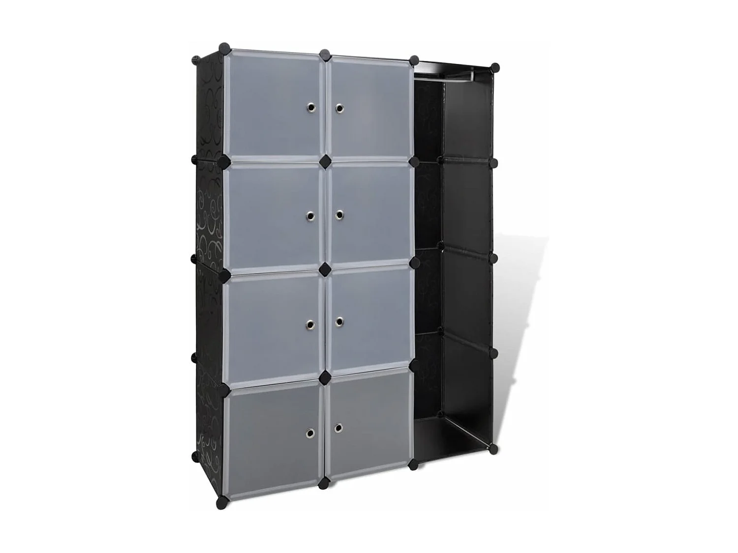 Armoire modulaire 9 compartiments Noir et blanc 37 x 115x150 cm FR79745