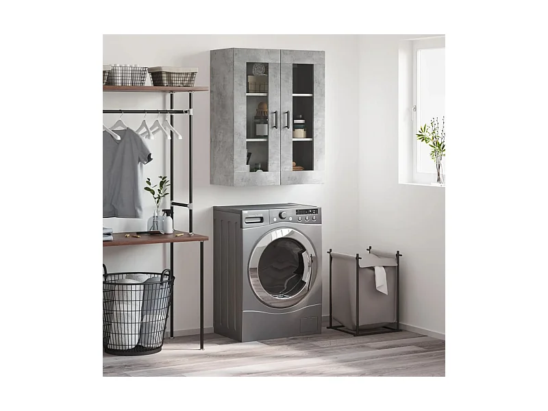 Armoire murale gris béton 69,5x34x90 cm FR72003