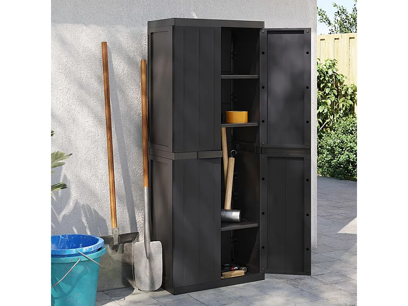 Armario de almacenaje exterior PP negro 65x37x165 cm ES119746