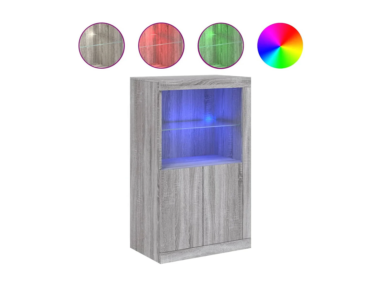 Armoire latérale et lumières LED sonoma gris bois d'ingénierie FR37713