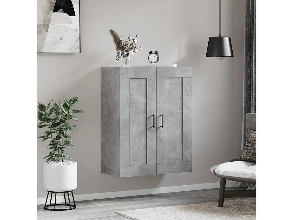 Armoire murale gris béton 69,5x34x90 cm bois d'ingénierie FR56591