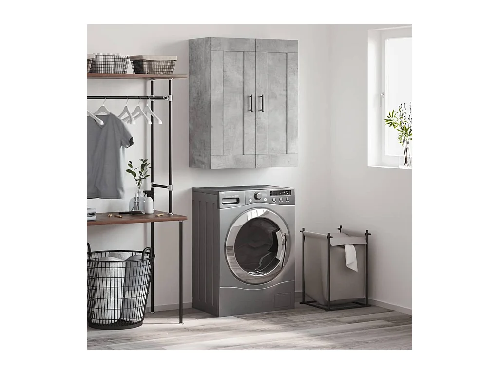 Armoire murale gris béton 69,5x34x90 cm bois d'ingénierie FR56591