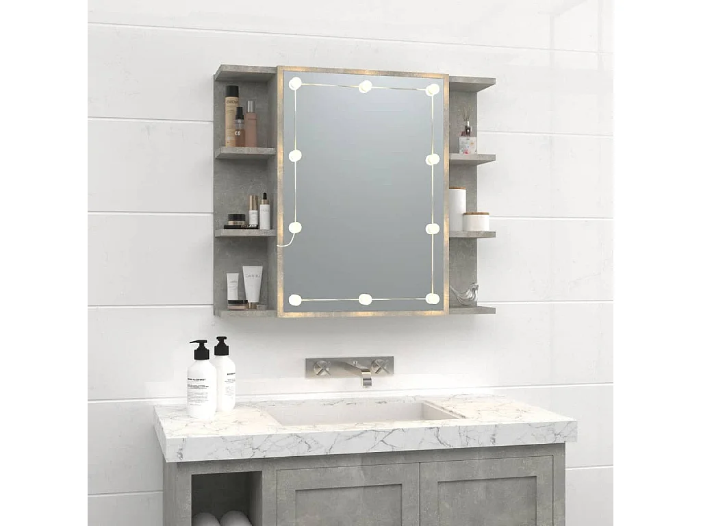 Armoire à miroir avec LED Gris béton 70x16,5x60 cm FR85320