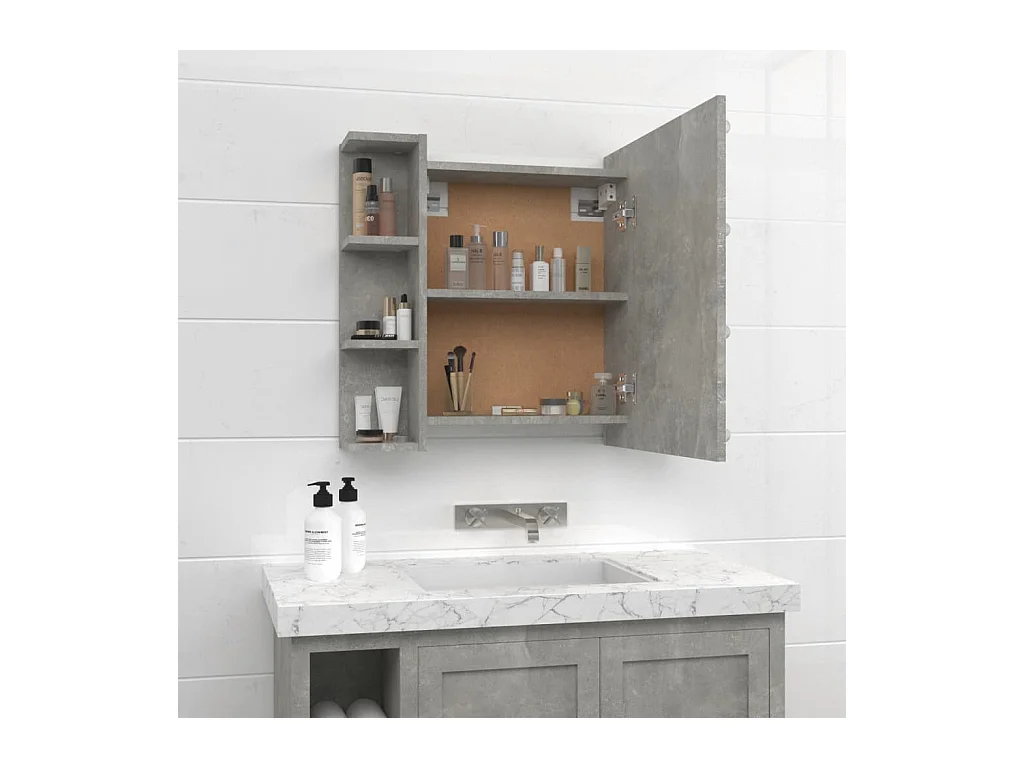 Mueble con espejo y luces LED gris hormigón 70x16,5x60 cm ES808005