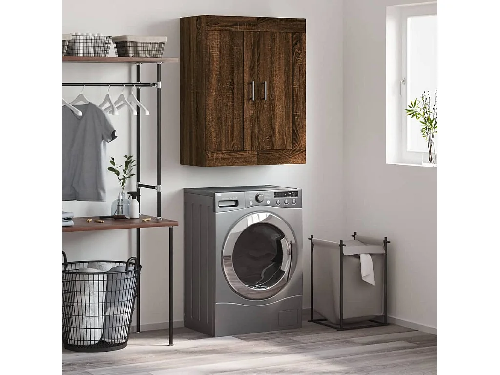 Wandkast 69,5x34x90 cm bewerkt hout bruin eikenkleur BE560013