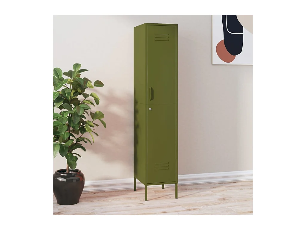 Armario taquilla de acero verde oliva 35x46x180 cm ES495380