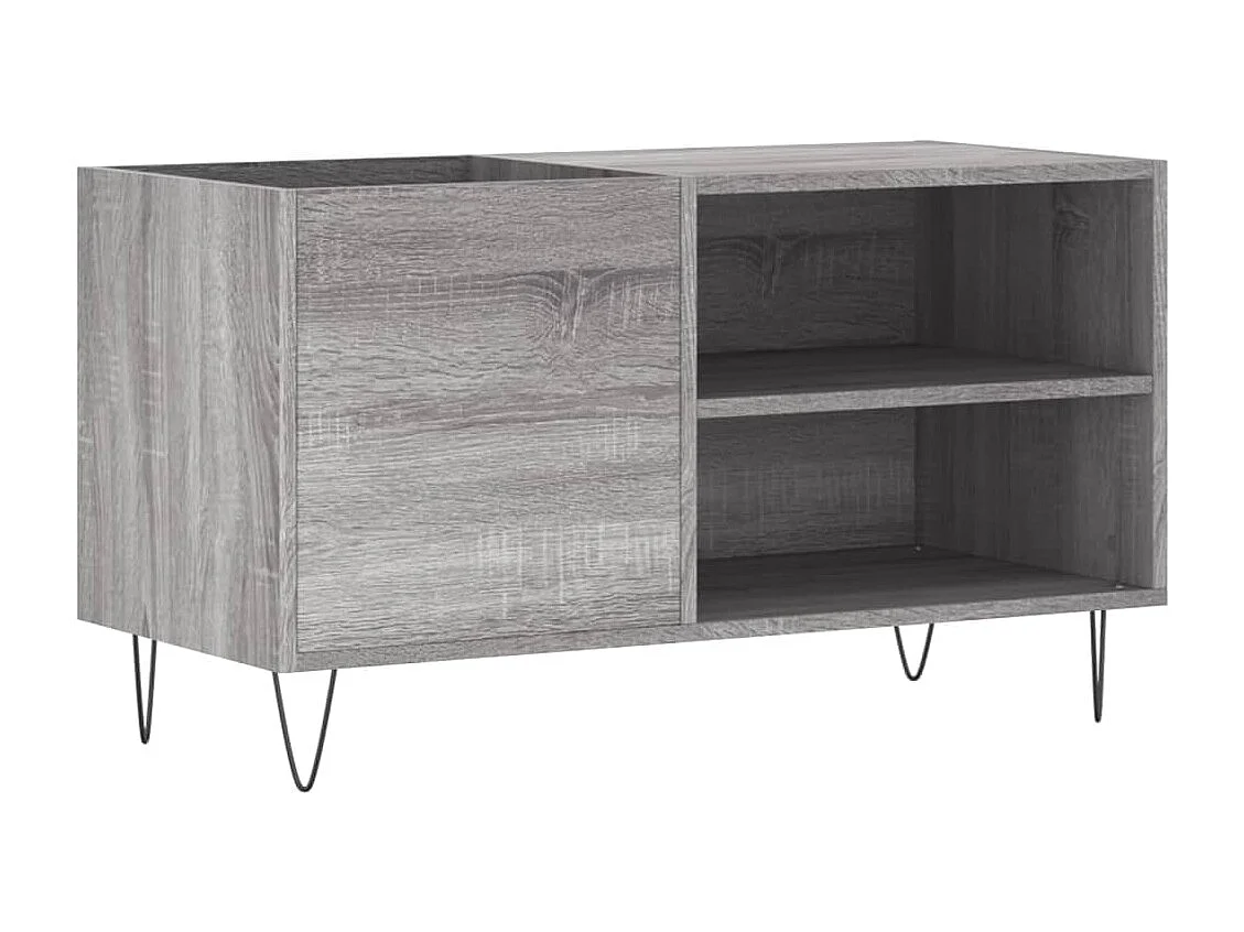 Platenkast 85x38x48 cm bewerkt hout grijs sonoma eikenkleurig BE676586