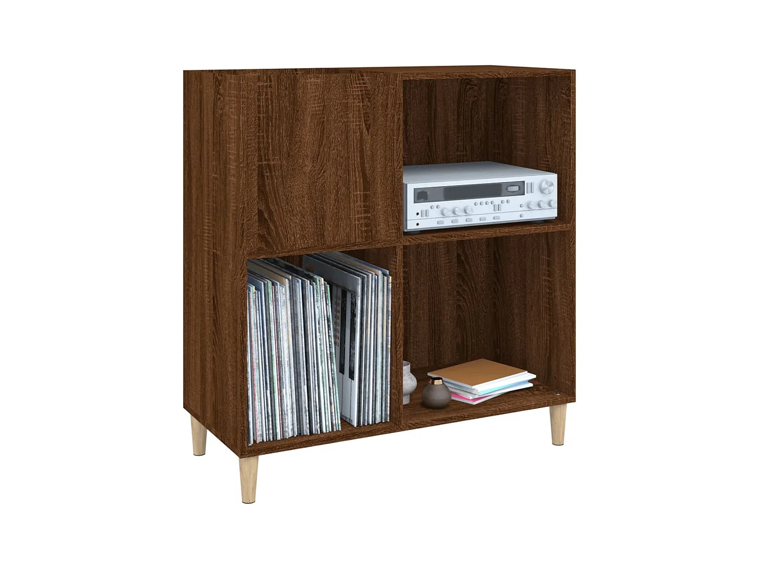 Platenkast 84,5x38x89 cm bewerkt hout bruin eikenkleur BE225453