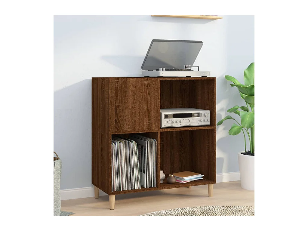 Platenkast 84,5x38x89 cm bewerkt hout bruin eikenkleur BE225453