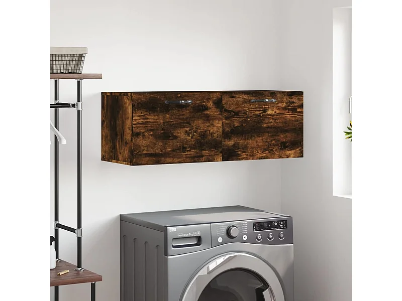Wandkast 100x36,5x35 cm bewerkt hout gerookt eikenkleurig BE558212