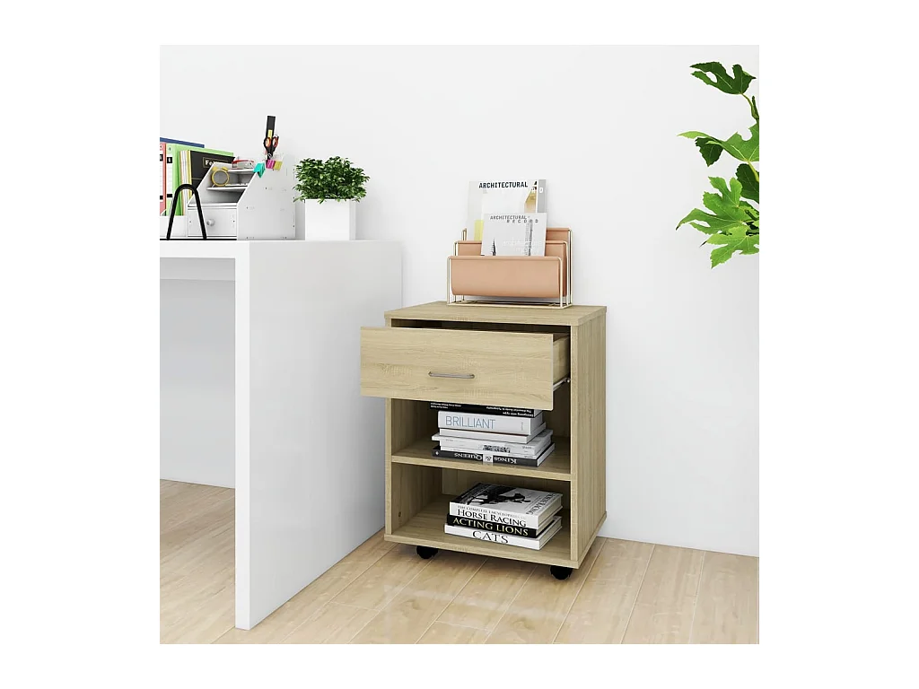 Rolkast 46x36x59 cm bewerkt hout sonoma eikenkleurig BE972553