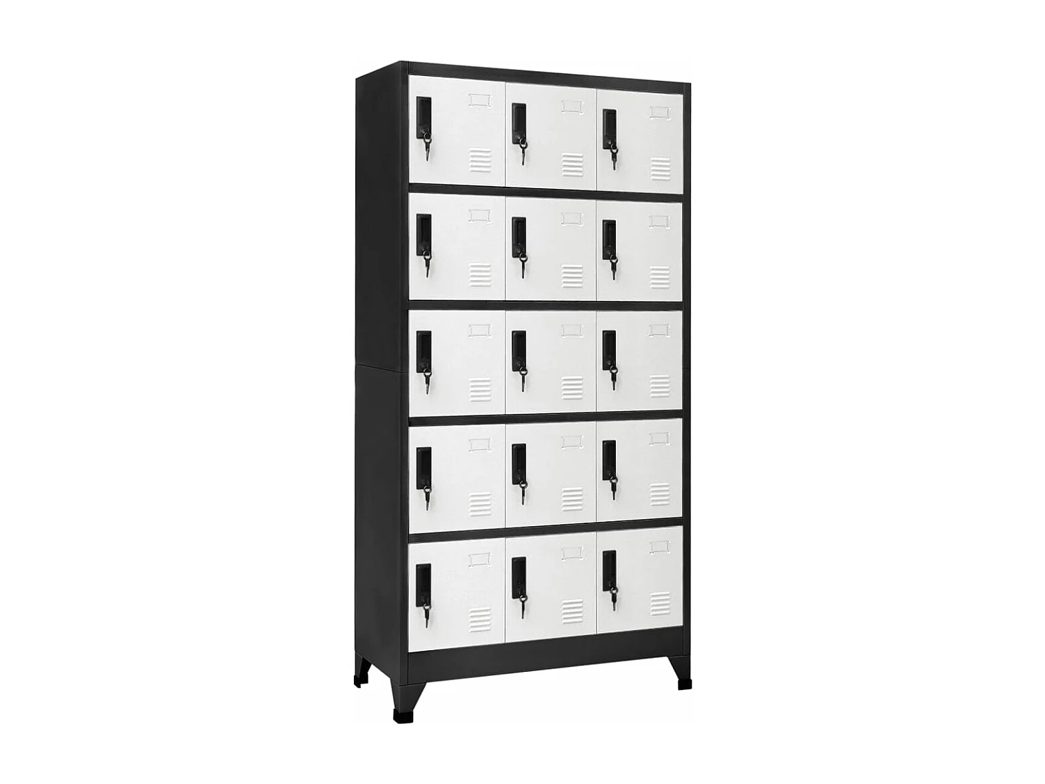 Armoire à casiers Anthracite et blanc 90x40x180 cm Acier FR49875