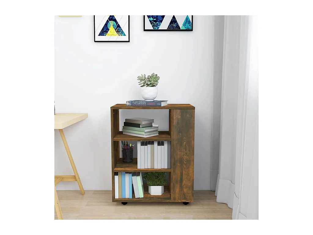 Armoire roulante Chêne fumé 60x35x75 cm Bois d'ingénierie FR90864