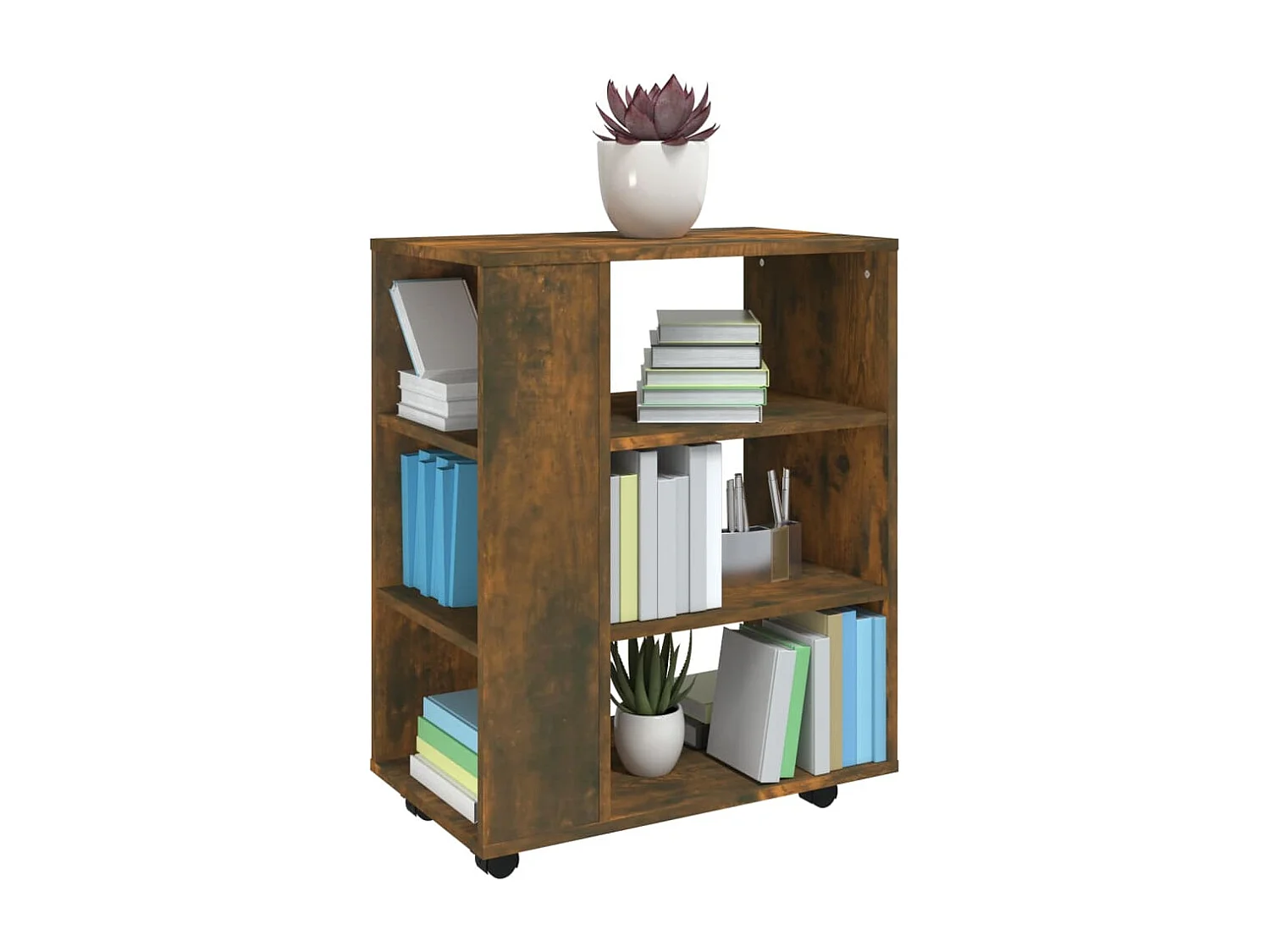 Armoire roulante Chêne fumé 60x35x75 cm Bois d'ingénierie FR90864