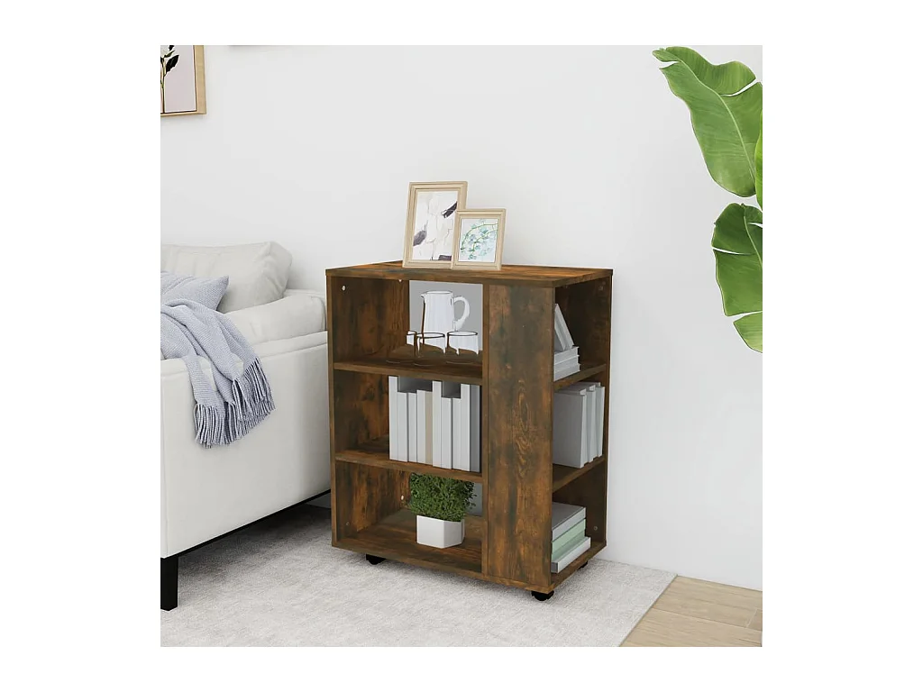 Armoire roulante Chêne fumé 60x35x75 cm Bois d'ingénierie FR90864