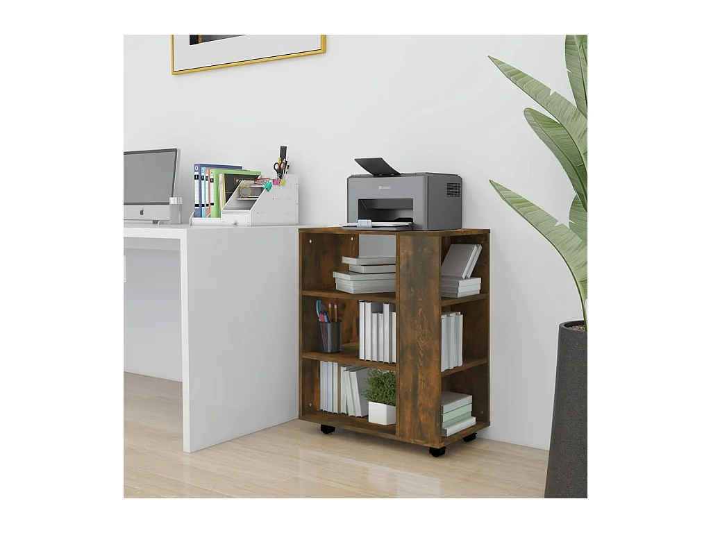 Rolkast 60x35x75 cm bewerkt hout gerookt eikenkleurig BE353971