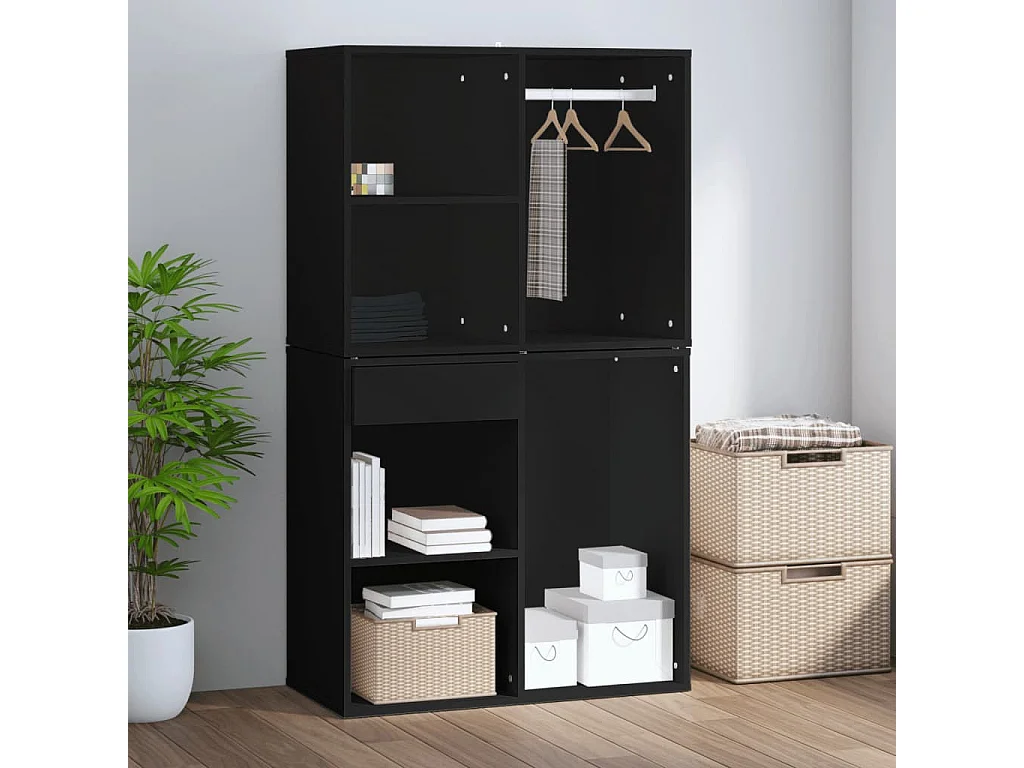 Mueble de vestidor madera de ingeniería negro 80x40x65 cm ES918661