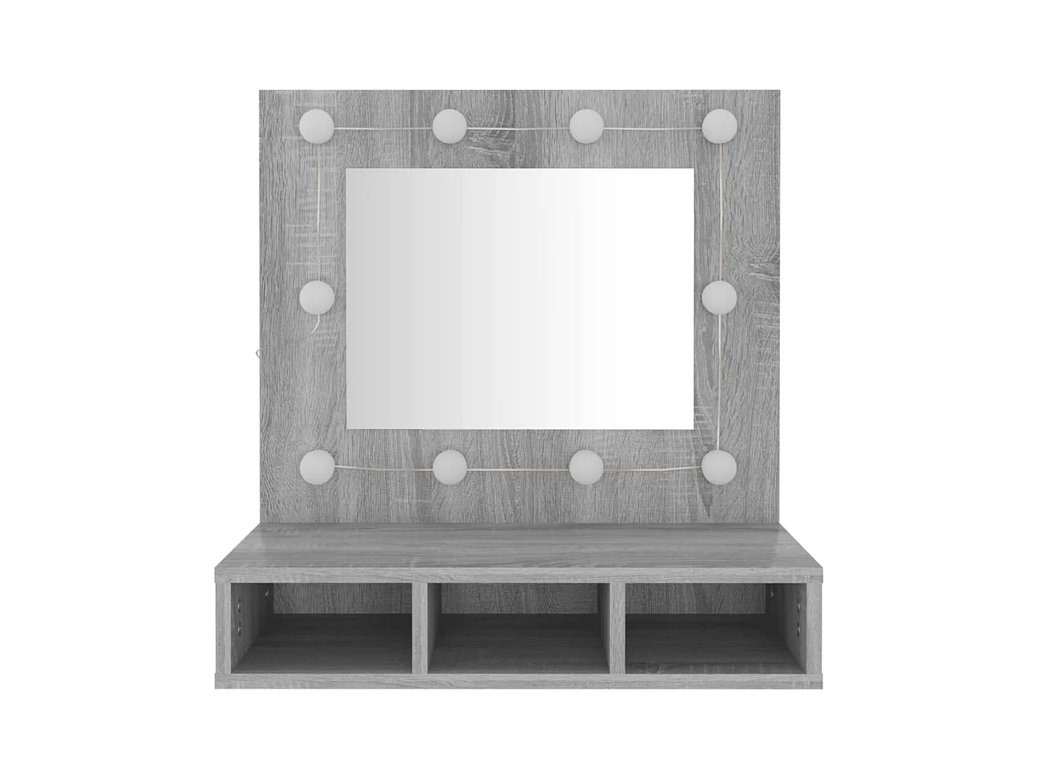 Mueble con espejo y LED color gris Sonoma 60x31,5x62 cm ES369378