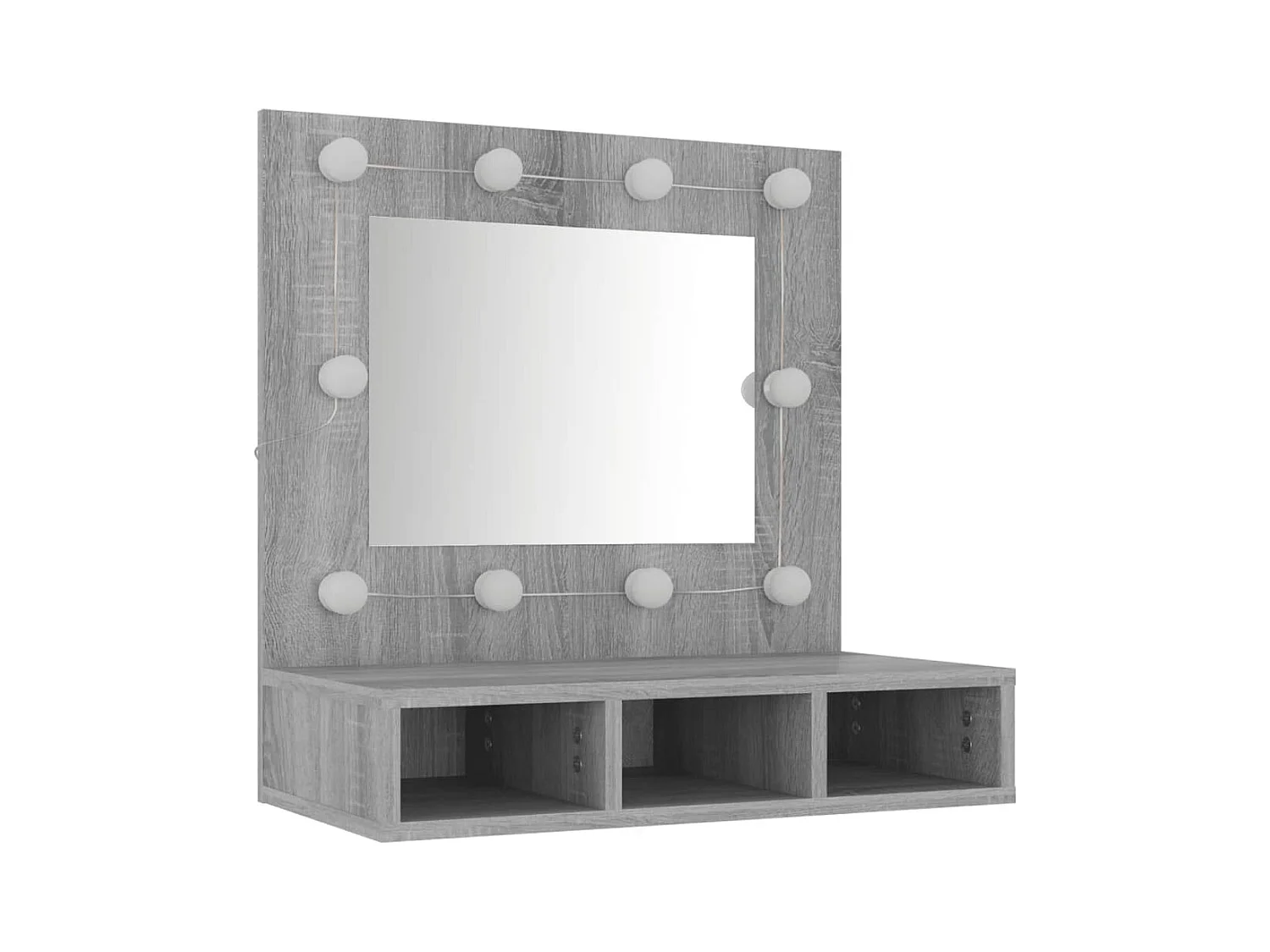 Mueble con espejo y LED color gris Sonoma 60x31,5x62 cm ES369378