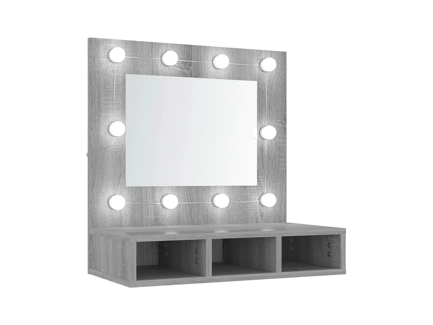 Mueble con espejo y LED color gris Sonoma 60x31,5x62 cm ES369378
