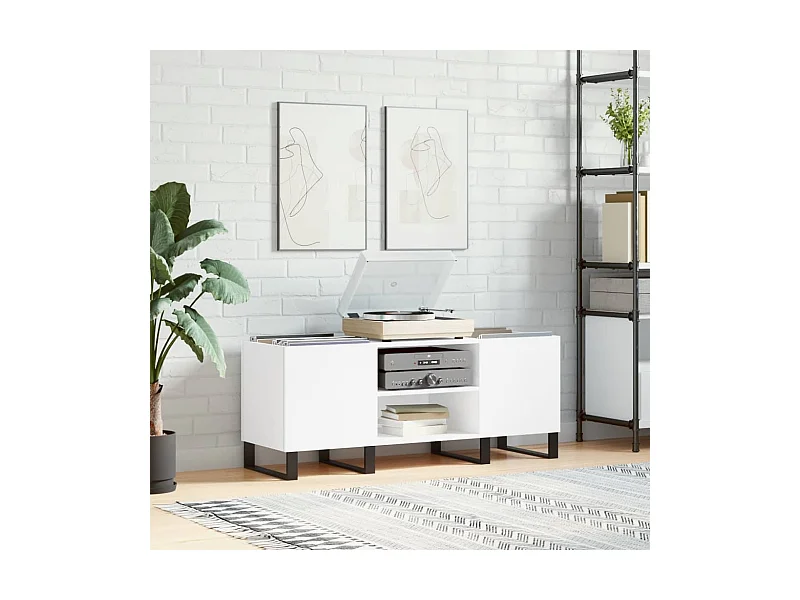 Armário para discos 121x38x48 cm derivados de madeira branco PT415422