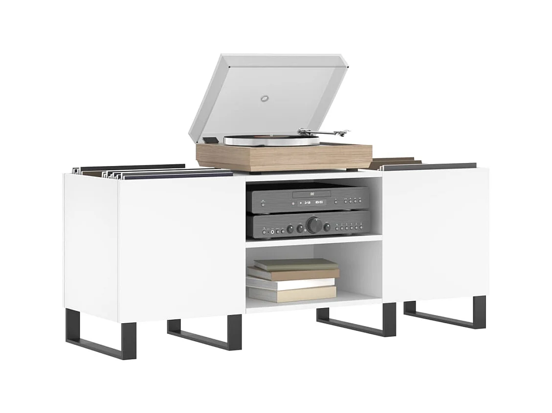 Armoire à disques blanc 121x38x48 cm bois d'ingénierie FR30212