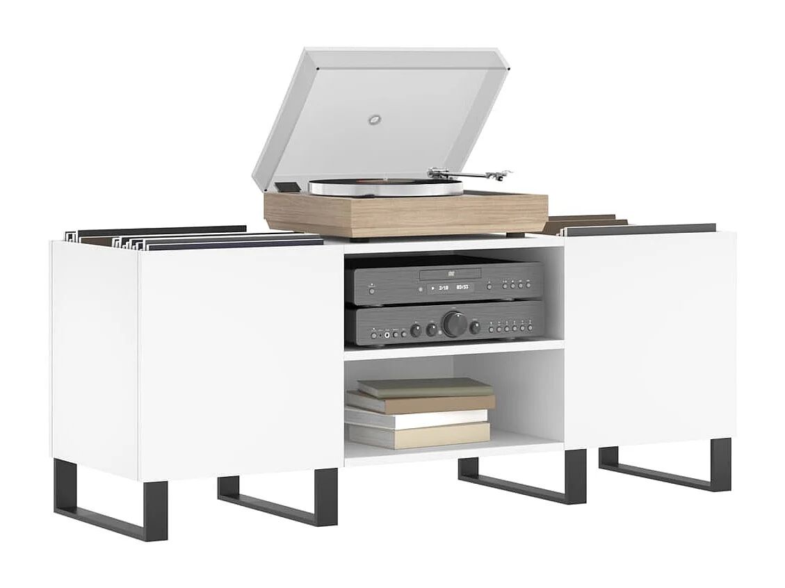 Armoire à disques blanc 121x38x48 cm bois d'ingénierie FR30212