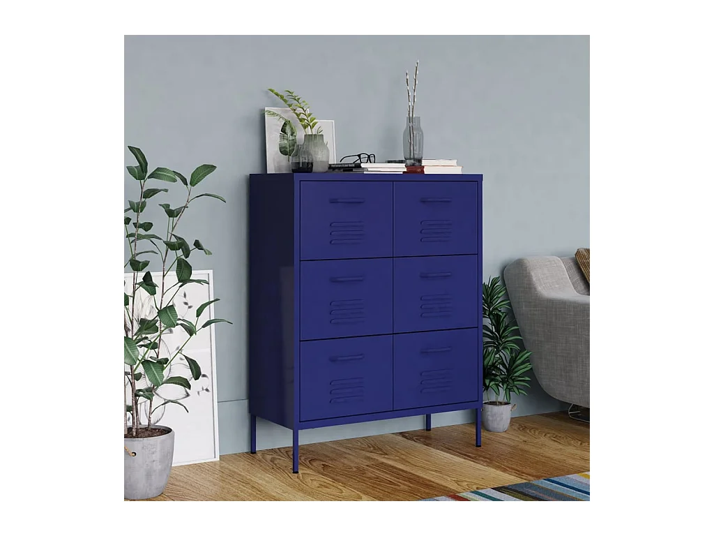 Armoire à tiroirs Bleu marine 80x35x101,5 cm Acier FR28370