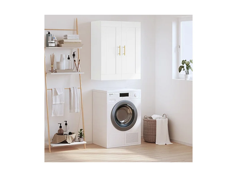 Armário de parede 69,5x34x90 cm derivados de madeira branco PT294589