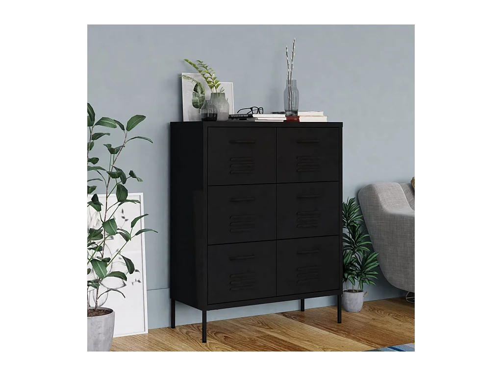 Armoire à tiroirs Noir 80x35x101,5 cm Acier FR76950