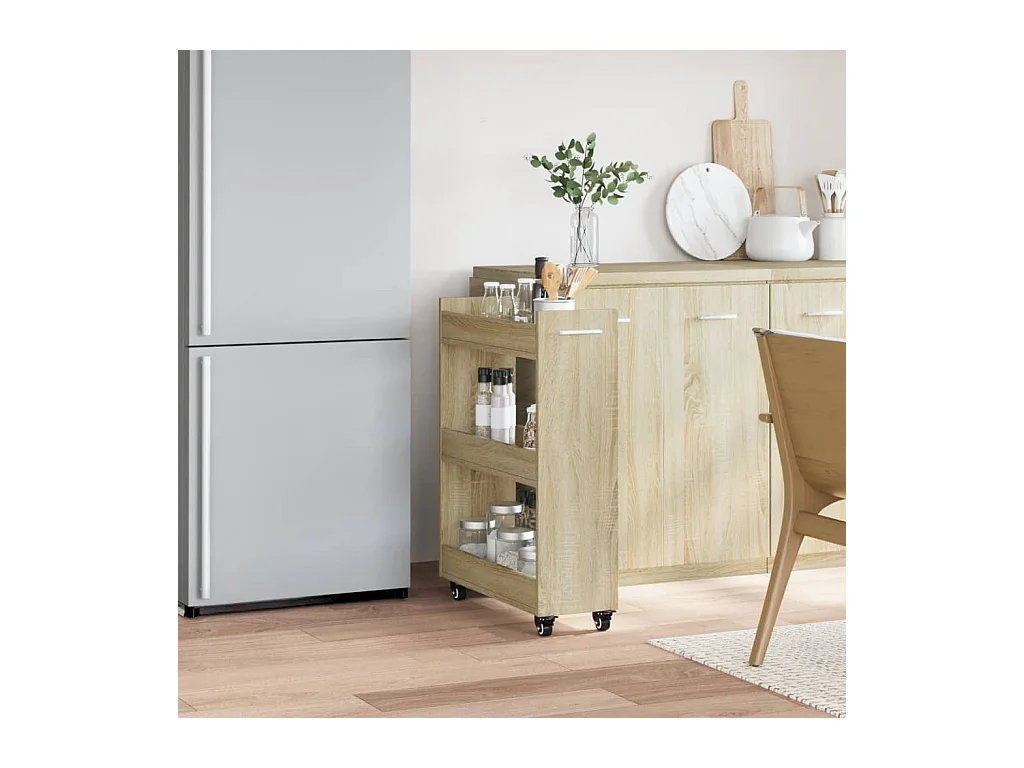 Armoire avec roues chêne sonoma 60x22x79 cm bois d'ingénierie FR83021
