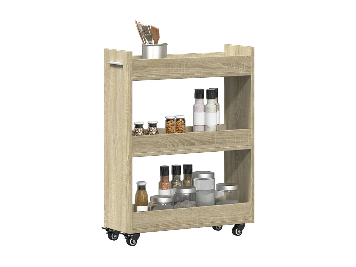 Kast met wieltjes 60x22x79 bewerkt hout sonoma eikenkleurig BE931086